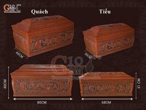 Bộ quách tiểu gốm khắc nổi Rồng Hóa Đại Cát, 80cm