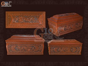 Bộ quách tiểu gốm khắc nổi Rồng Hóa Đại Cát, 80cm