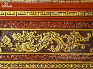 Bộ quách tiểu gốm khắc nổi Rồng Hóa Đại Cát vẽ nhũ vàng, 80cm