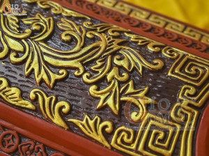 Bộ quách tiểu gốm khắc nổi Rồng Hóa Đại Cát vẽ nhũ vàng, 80cm