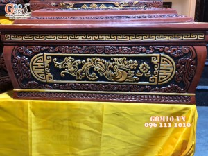 Bộ quách tiểu khắc nổi Rồng, thân phình, 80x38cm