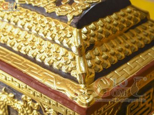 Bộ quách tiểu chân vuông khắc nổi Rồng dát vàng, 80cm