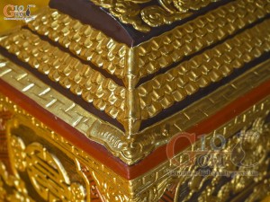 Bộ quách tiểu chân vuông khắc nổi Rồng dát vàng, 80cm