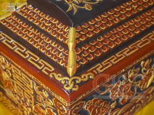 Bộ quách tiểu vuông khắc nổi Sen vẽ nhũ vàng, 80cm