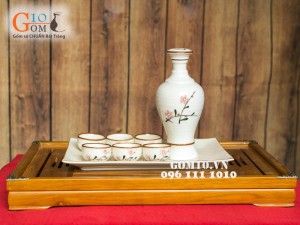 Bộ rượu đào phai men kem