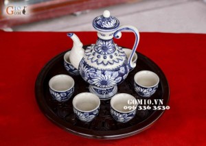 Bộ rượu nhỏ vẽ đại thanh hoa hướng dương