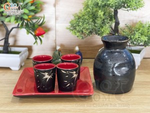Bộ rượu sake chén khắc trúc, 330ml