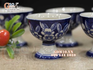 Bộ rượu to vẽ đại thanh, cảnh hoa đào, cao 27cm