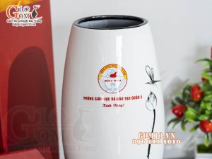 Bộ sản phẩm gốm sứ quà tặng in logo Phòng GD&ĐT Quận 3 - TP.HCM