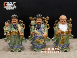 Bộ Tam Đa men màu Phúc - Lộc - Thọ, cao 27cm