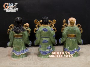 Bộ Tam Đa men màu Phúc - Lộc - Thọ, cao 27cm