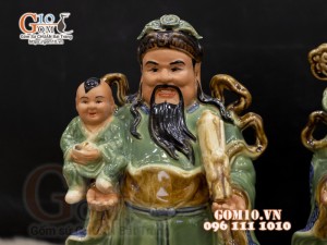 Bộ Tam Đa men màu Phúc - Lộc - Thọ, cao 27cm