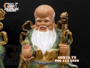 Bộ Tam Đa men màu Phúc - Lộc - Thọ, cao 27cm