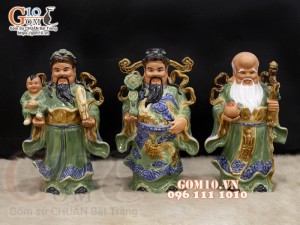 Bộ Tam Đa men màu Phúc - Lộc - Thọ, cao 32cm