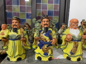 Bộ Tam Đa men màu vàng Phúc - Lộc - Thọ, cao 27cm