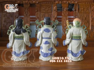 Bộ Tam Đa men rạn cổ Phúc - Lộc - Thọ, cao 30cm