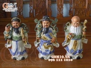 Bộ Tam Đa men rạn cổ Phúc - Lộc - Thọ, cao 32cm