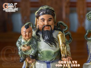 Bộ Tam Đa men rạn cổ Phúc - Lộc - Thọ, cao 32cm