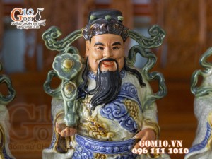 Bộ Tam Đa men rạn cổ Phúc - Lộc - Thọ, cao 32cm