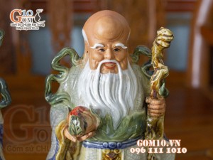 Bộ Tam Đa men rạn cổ Phúc - Lộc - Thọ, cao 32cm