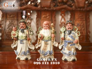 Bộ Tam Đa Phúc - Lộc - Thọ Men Rạn Cổ 42cm