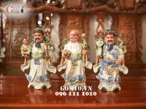 Bộ Tam Đa Phúc - Lộc - Thọ Men Rạn Cổ 52cm