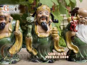 Bộ tam đa Phúc Lộc Thọ men ngọc, cao 32cm