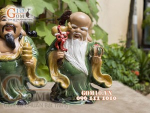 Bộ tam đa Phúc Lộc Thọ men ngọc, cao 32cm