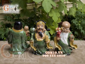 Bộ tam đa Phúc Lộc Thọ men ngọc, cao 32cm