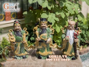 Bộ tam đa Phúc Lộc Thọ men ngọc, cao 60cm