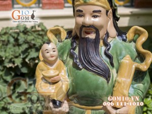 Bộ tam đa Phúc Lộc Thọ men ngọc, cao 60cm