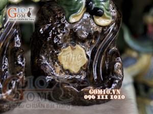 Bộ tam đa Phúc Lộc Thọ men ngọc đốt trầm, cao 34cm