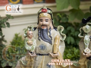 Bộ tam đa Phúc Lộc Thọ men rạn, cao 52cm