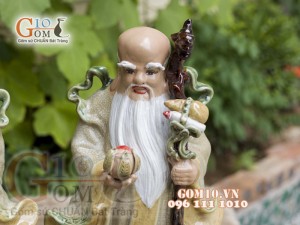 Bộ tam đa Phúc Lộc Thọ men rạn, cao 52cm