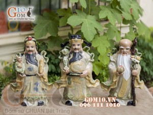 Bộ tam đa Phúc Lộc Thọ men rạn, cao 52cm