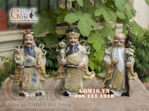 Bộ tam đa Phúc Lộc Thọ men rạn, cao 30cm