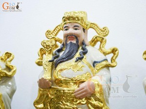 Bộ Tam Đa Phúc Lộc Thọ men rạn cổ đắp nổi dát vàng, cao 52cm