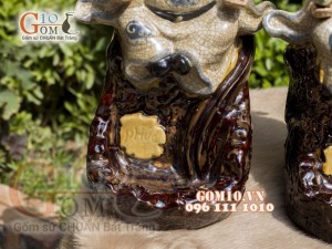 Bộ tam đa Phúc Lộc Thọ men rạn đốt trầm, cao 34cm