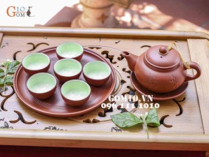 Bộ tâm trà đỏ gốm tử sa, đĩa đơn 250ml