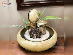 Bộ thác nước phong thủy bánh xe nước, đường kính 30cm