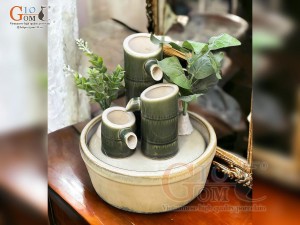 Bộ thác nước phong thủy dáng tam trúc, cao 23cm