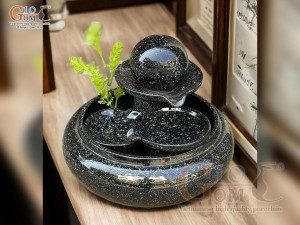 Bộ thác nước phong thủy men kim xa màu rêu, đường kính 30cm