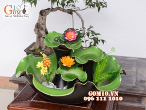 Bộ thác nước phong thủy sen ếch