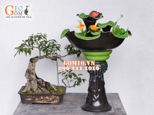 Bộ thác nước phong thủy sen ếch