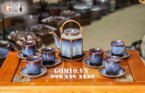 Bộ tích dáng vuông men xanh sóng biển