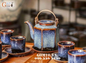 Bộ tích dáng vuông men xanh sóng biển