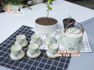 Bộ tích đào xanh men kem 1,25L