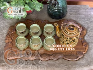 Bộ tích khắc nổi hoa phù dung (1,5l)