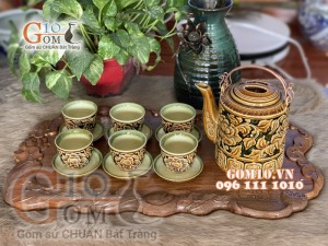 Bộ tích khắc nổi hoa phù dung (1,5l)