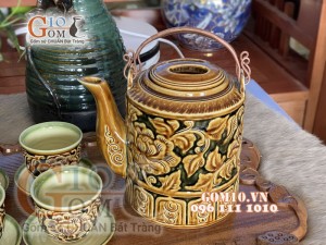 Bộ tích khắc nổi hoa phù dung (1,5l)